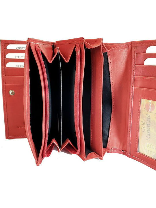 Μεγάλο Δερμάτινο Γυναικείο Πορτοφόλι με RFID Κόκκινο
