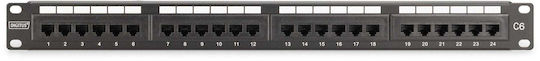 Digitus Unshielded Patch Panel for Rack 1U 19" with 24 cat6 Ports Black