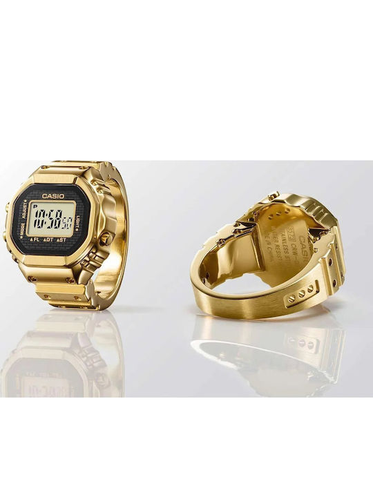 Casio Digital Men's Watch Battery with Gold Metal Bracelet