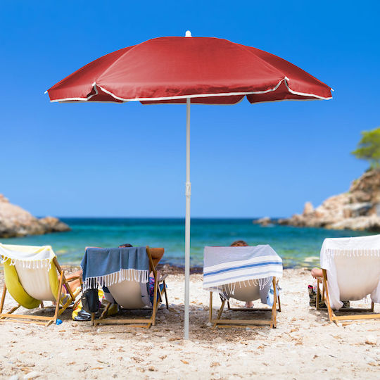 Alista Home Umbrelă Pliabilă De Plajă Diametru 1.55m Cu Protecție UV Roșie