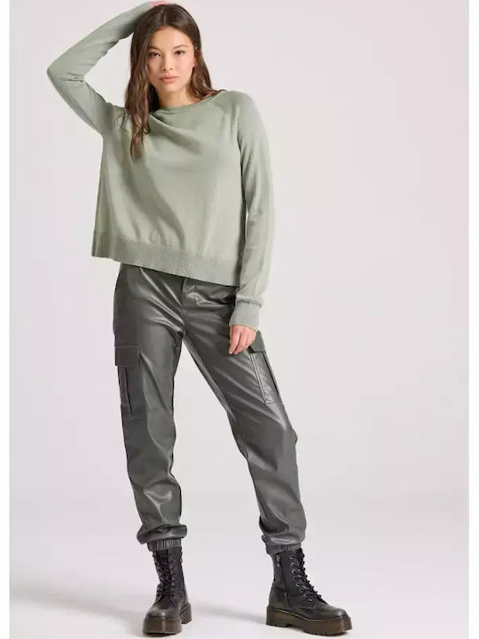 Women's Long Sleeve Sweater Cotton Green