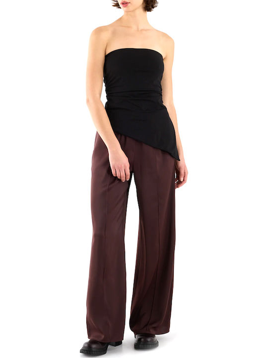 Women's Blouse Cotton Strapless Black