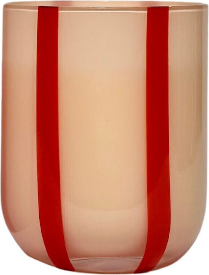 Γυάλινο Ριγέ Ποτήρι Pink & Red Atina Maegen