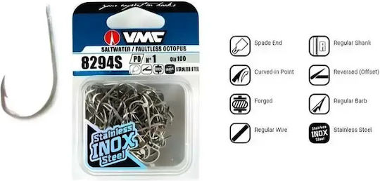 Vmc Octopus 8294s Ανοξείδωτο Αγκίστρι Μεγέθη 6 Έως 3/0 Ζωντανό Δόλωμα #1 25tmx