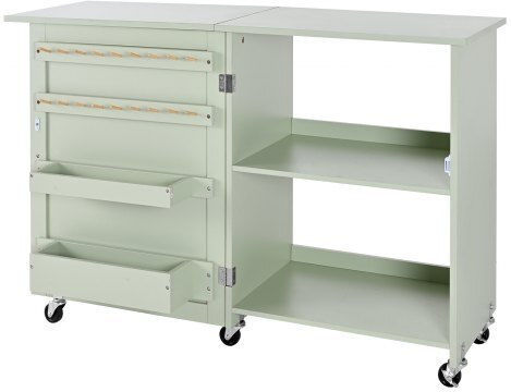 Vevor Folding Sewing Table Multifunctional Sewing Machine Wheels Wooden Pegs Storage Discs Shelf Magnetic Lock Side Surface Constructions Light Green Frzjyxxkzdbhmmz91001v0
