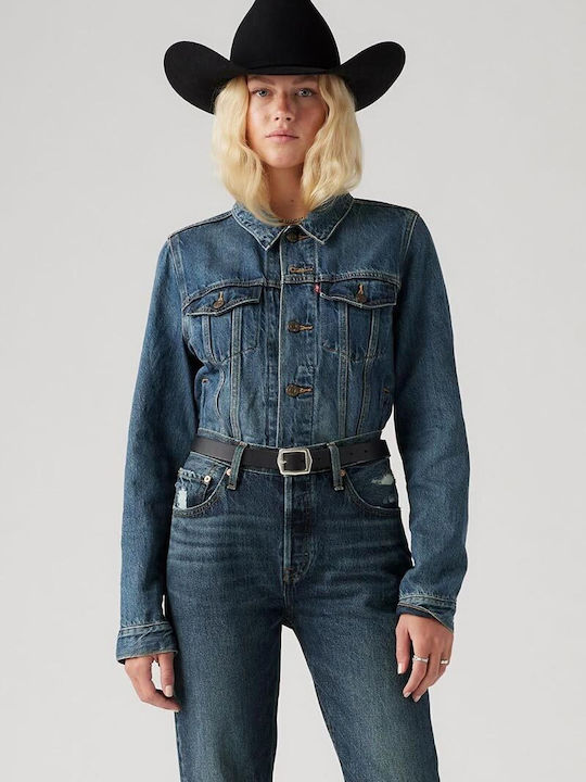 Original Trucker Women's Jean Jacket for Spring or Autumn Blue