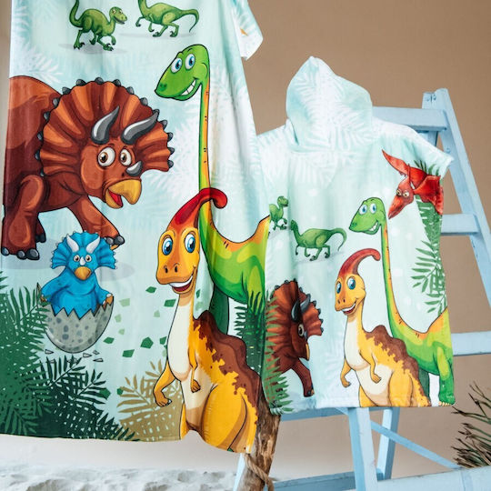 Poncho De Plajă Pentru Copii Carmel Doubleface Dinozauri 60x60cm