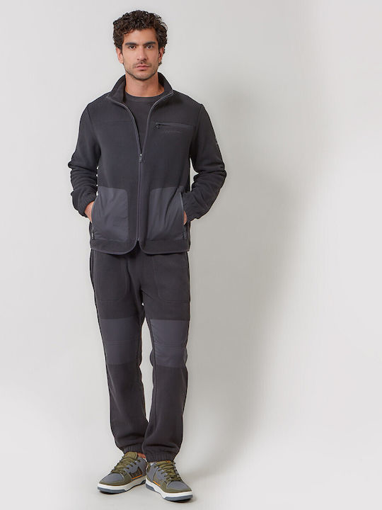 Liam Ανδρική Ζακέτα Fleece Μαύρη