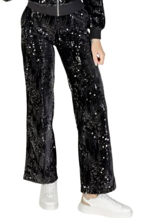 Women's Fabric Trousers Black with Sequins