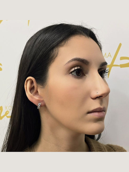 Mentzos Earrings made of White Gold with Stones