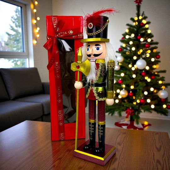 Velve Nutcracker de Crăciun Lemn Roșu