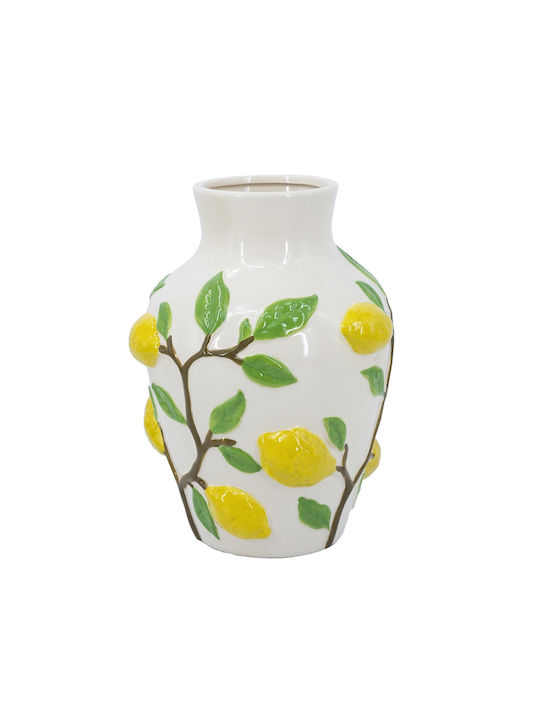 Artekko Διακοσμητικό Βάζο Κεραμικό Lemon Κίτρινο Φ22.8xΥ32cm