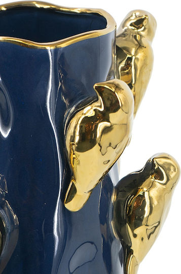 Artekko Διακοσμητικό Βάζο Κεραμικό Bird Μπλε 22x22xΥ24.3cm