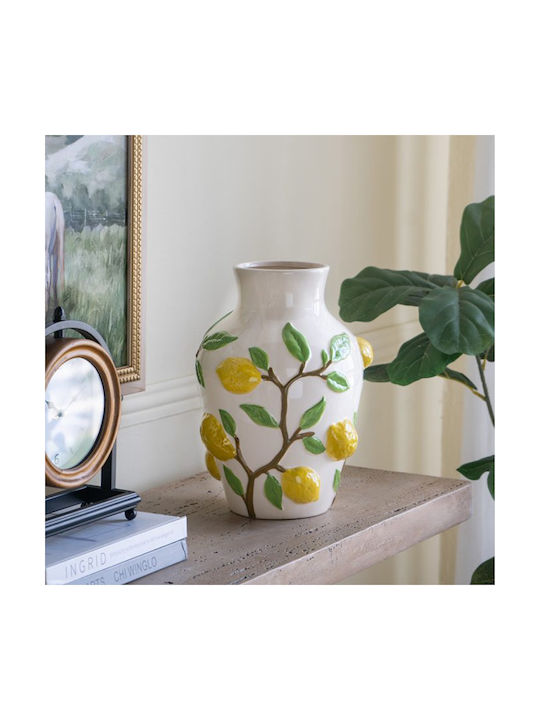 Artekko Διακοσμητικό Βάζο Κεραμικό Lemon Κίτρινο Φ22.8xΥ32cm