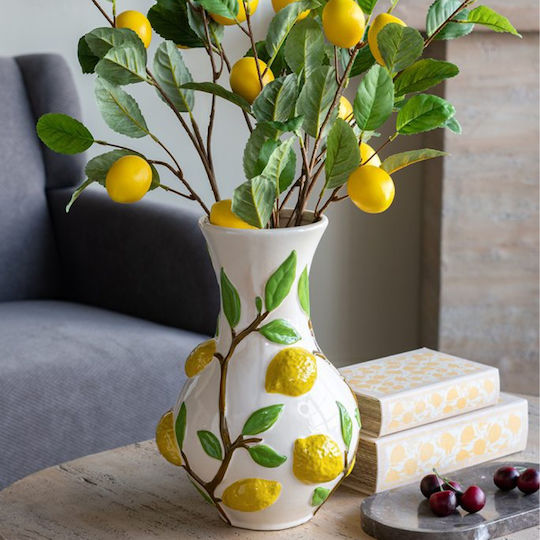Artekko Decorative Vase Lemon Yellow 22.7x22.7x34.5cm