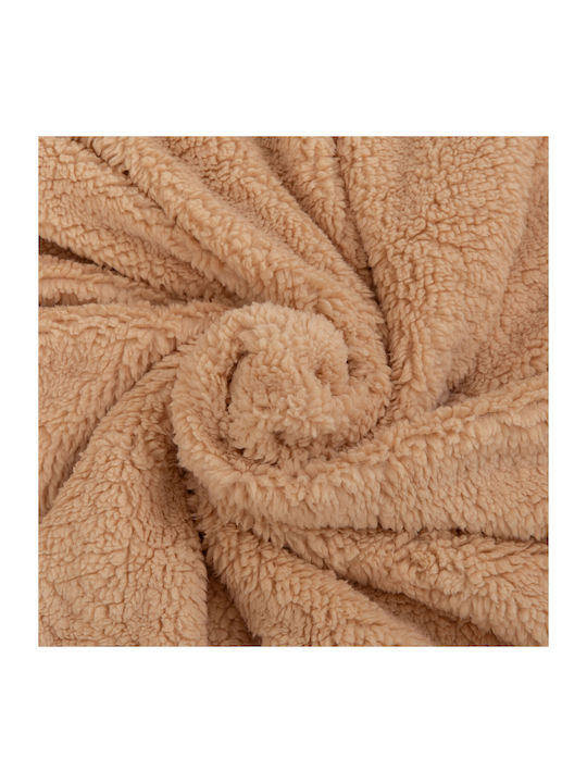 Kraft World Sherpa Blanket Super Double 220x240cm Beige MONICA-Beige
