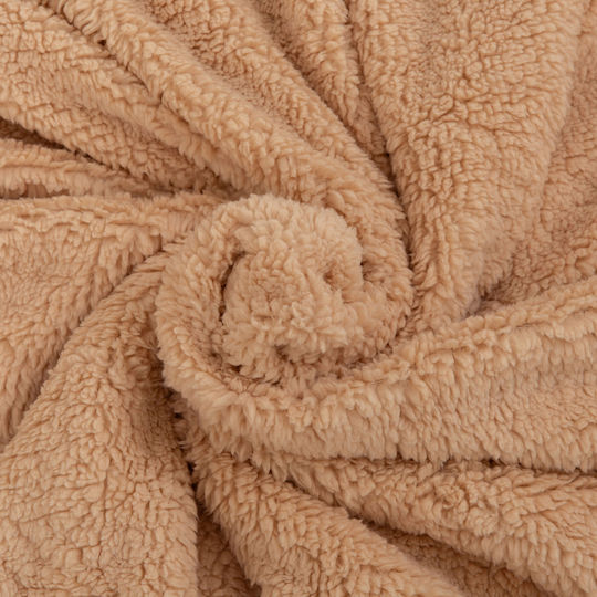 Kraft World Sherpa Blanket Super Double 220x240cm Beige MONICA-Beige
