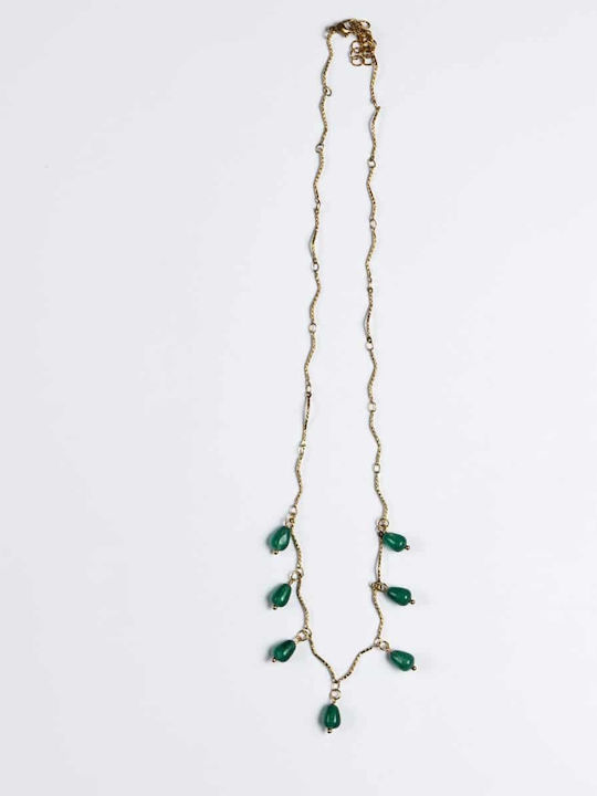Cuoro Necklace with design Tear Gold Plated
