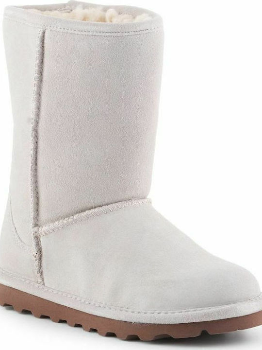 Wildleder Damenstiefel mit Pelz Weiß