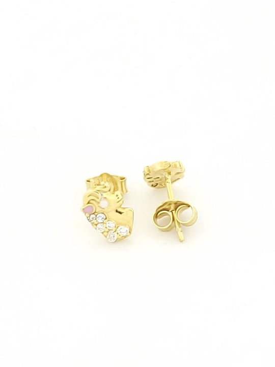 Емайл Детски Обеци Studs Еднорози от Злато 9K