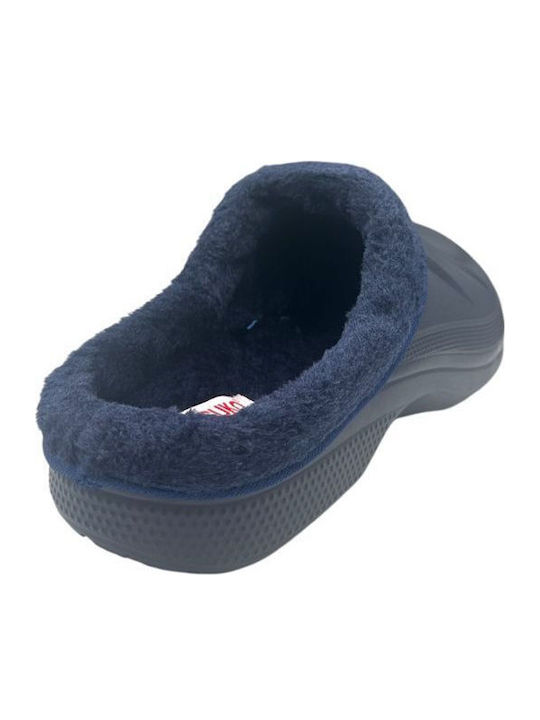 Men's Slippers with Fur Blue