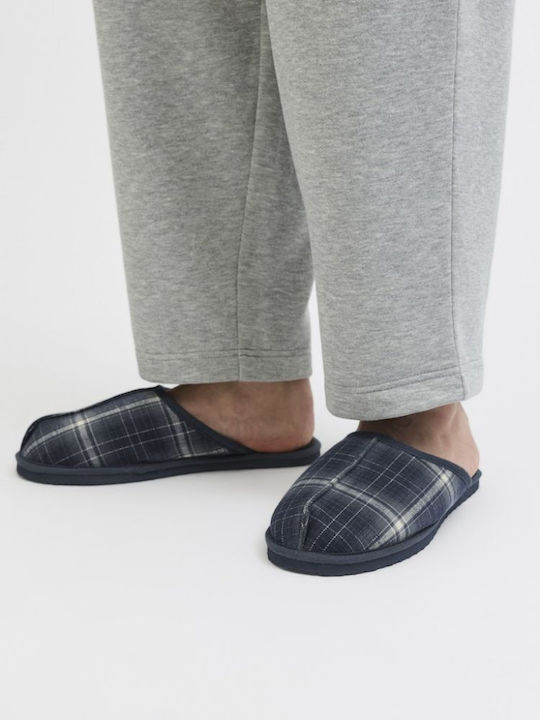 Men's Printed Heel Enclosed Slippers Blue