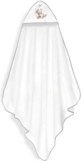 Interbaby Βρεφική Κάπα-Μπουρνούζι με Κουκούλα Bear White-grey 100x100εκ.