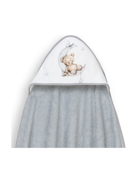 Interbaby Βρεφική Κάπα-Μπουρνούζι με Κουκούλα Bear Grey 100x100εκ.