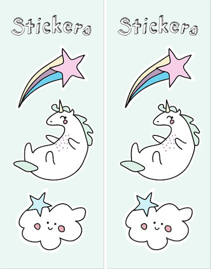 PartyDeco Paper Bag for Gift with Theme "Unicorns" Multicolored 13x13x14cm. 12pcs
