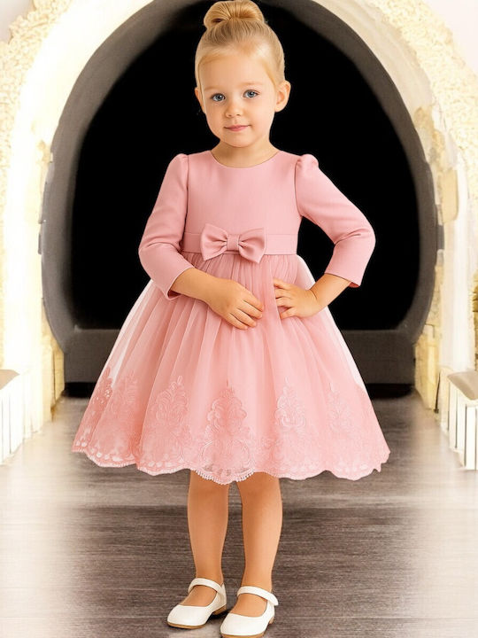 Children's Dress Long Sleeve Lace Dusty Pink
