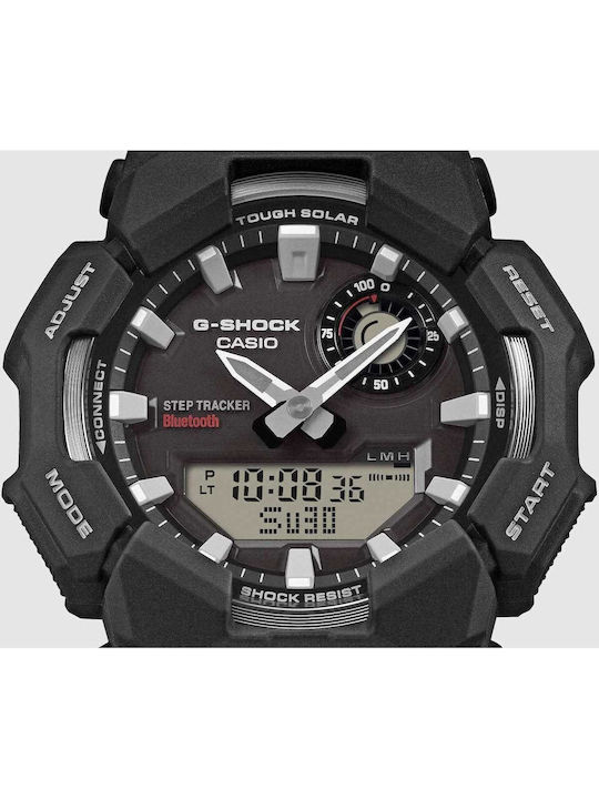 Casio Ψηφιακό Ανδρικό Ρολόι Χρονογράφος Solar με Μαύρο Καουτσούκ Λουράκι