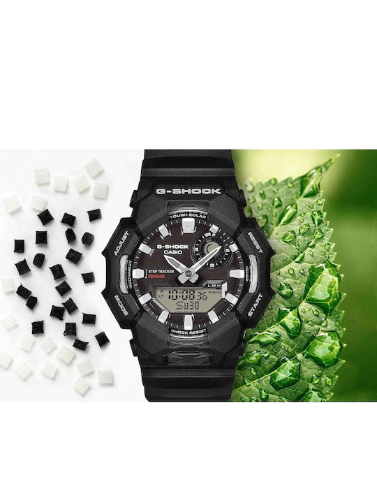 Casio Ψηφιακό Ανδρικό Ρολόι Χρονογράφος Solar με Μαύρο Καουτσούκ Λουράκι