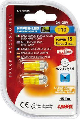 Lampa Lamps Car T10 / T5 LED Orange 24V 2pcs
