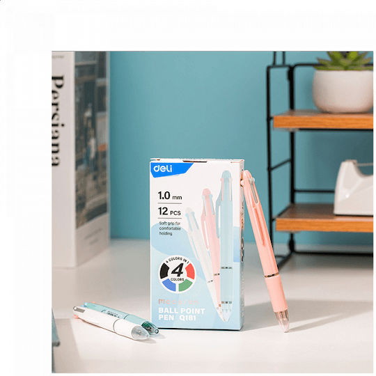 Deli Ballpoint Pens 12 Pieces (Various Colours)