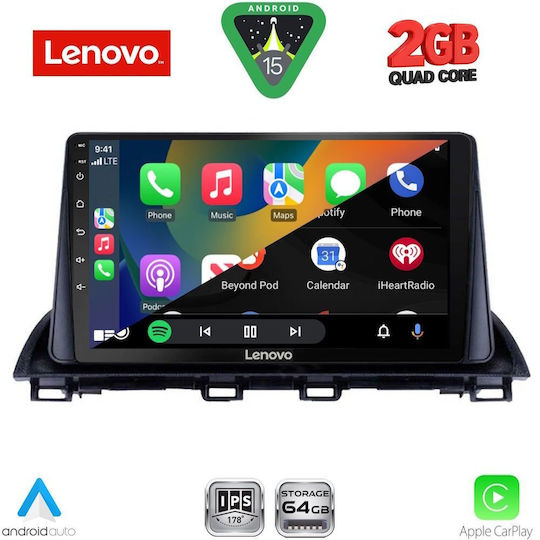 Lenovo Автомобилна Аудио Система (Блутут/USB/AUX/WiFi/GPS/Apple-Carplay/Android-Auto) с Тъчскрийн 9"