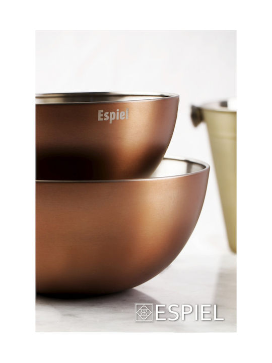 Espiel Μπωλ Σερβιρίσματος Στρογγυλό Inox Πορτοκαλί με Διάμετρο 24εκ. 2τμχ