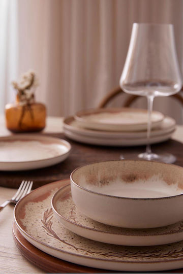 Bormioli Rocco Servierschüssel Rund aus Porzellan Beige mit Durchmesser 15cm