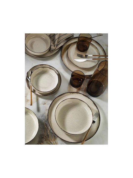 Kutahya Porselen Mood ColorX Serving Bowl Round made of Porcelain Beige with Diameter 16cm
