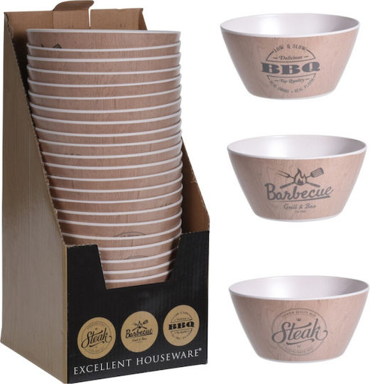 Excellent Houseware Bol de Servire Rotund din Melamină Maro cu Diametru 14.5buc