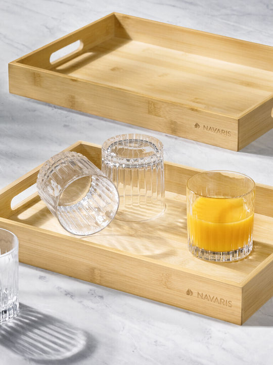Navaris Bamboo Rectangular Serving Tray made of Bamboo with Handles in Beige Color 53446.03 1pcs