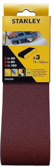 Stanley Γυαλόχαρτο 75x533mm Σετ 3τμχ