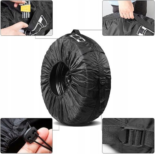 Set 4 Huse de Protecție pentru Depozitarea Anvelopelor Zola 15-20" Universale Reglabile Impermeabile Rezistente la Praf Negre