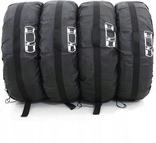 Set 4 Huse de Protecție pentru Depozitarea Anvelopelor Zola 15-20" Universale Reglabile Impermeabile Rezistente la Praf Negre