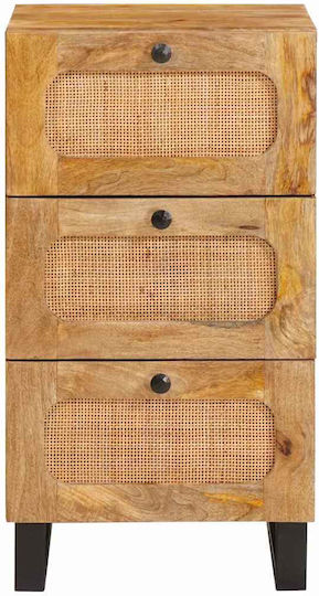 Wooden & Metallic Chest of Drawer Coffee 40x33.5x75cm