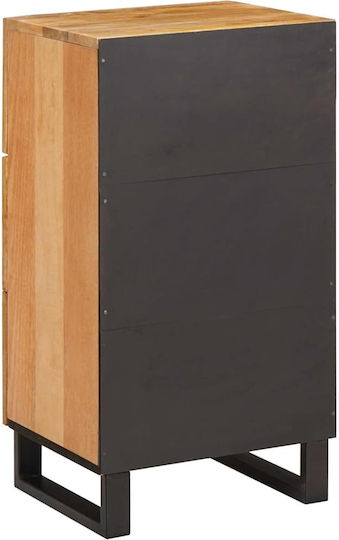 Wooden & Metallic Chest of Drawer Coffee 40x33.5x75cm