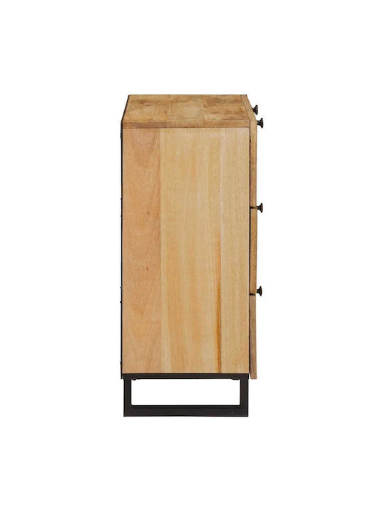 Συρταριέρα Κρεβατοκάμαρας aus Holz & Metall mit 3 Schubladen Coffee 60x33.5x75cm