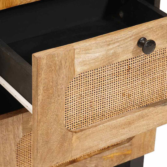 Wooden & Metallic Chest of Drawer Coffee 40x33.5x75cm