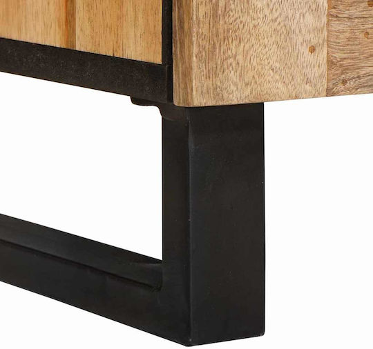 Wooden & Metallic Chest of Drawer with 3 Drawers Coffee 60x33.5x75cm
