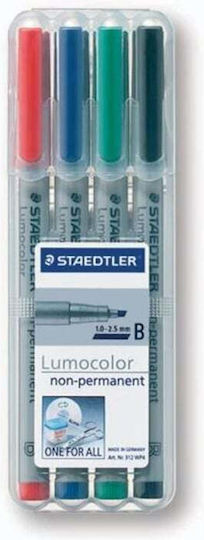 Staedtler Lumocolor Ανεξίτηλοι Μαρκαδόροι Ανεξίτηλοι Μαρκαδόροι F 318 WP4 0.6mm Σετ 4τμχ