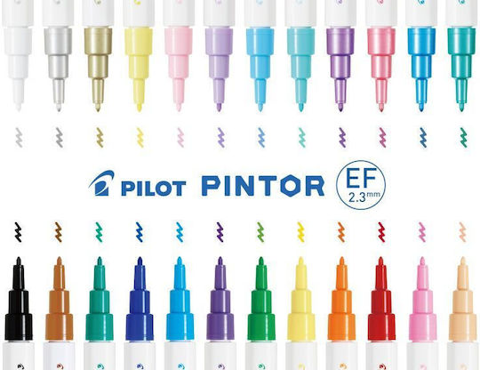 Pilot Pintor Extra Fine Маркери за Рисуване 0.7мм Silver 6бр